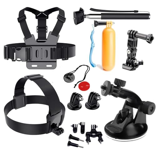 Image of Action Pro Accessories Kit Compatible with GoPro-13 /12 /11 /10 /9 /8 /7 /6 /5 /4 /3+ /Session Accessory Bundle Set for Action Camera SJ4000 /SJ5000 /SJ6 /Xiaomi /Yi-Flotation Handle+Head Strap+Chest Strap