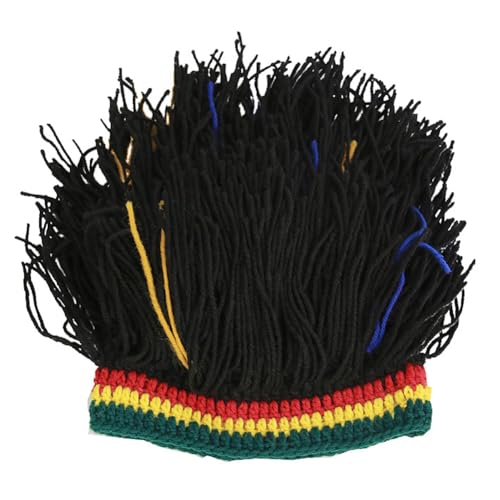 Image of Funny Rasta Wig Beard Hats Knitted Jamaican Rasta Beanie Hat with Dreadlocks Christmas Halloween for Men Women