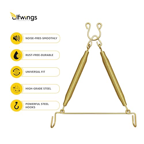 Image of AlfwingsBaby Cradle Spring with Hanger | Triangle Hanging Spring with Hanger for Swing, Thottil Hook | Up to 20Kg | (Gold, Triangle Cradle Spring)