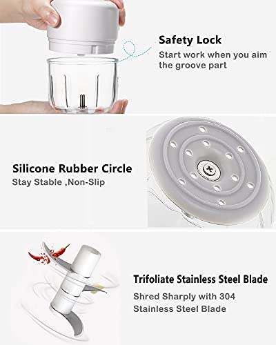 Ayotee Cordless Electric Small Food Processor, Mini Food Chopper For Garlic Veggie Vegetables Fruit, Salad Mincing & Puree, Kitchen, 1.3Cup 300Ml, Bpa Free, White #TOP2