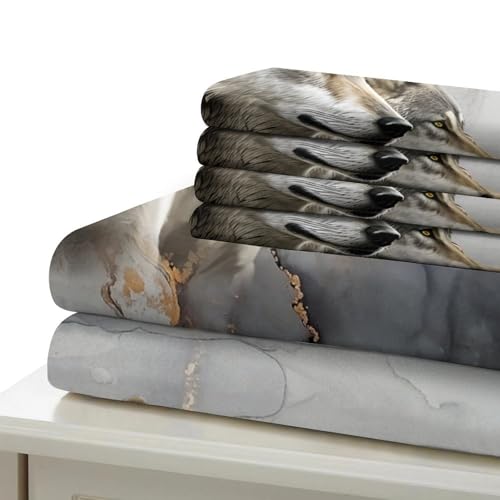 Parure de Lit Loup 3D de Qualité Supérieure Housse de Couette Super King