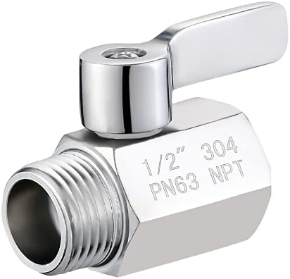 Carvedexquisitely Shower Head Shut Off Valve,304 Stainless Steel 1/2" Mini Ball Valve NPT Thread,Shower Head Flow Control Valve