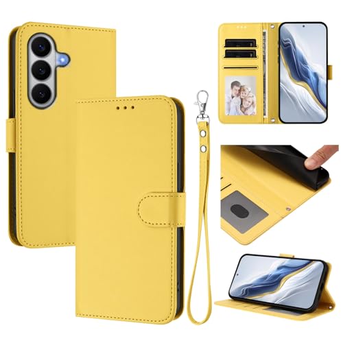 �X�}�z�P�[�X �Ή��@�� for Samsung Galaxy A57 �X�}�z�P�[�X�y�J�[�h�z���_�[�E�E�H���b�g�E�}�O�l�b�g�o�b�N���E�t���b�v�E�X�^���h�@�\�t���zYellow
