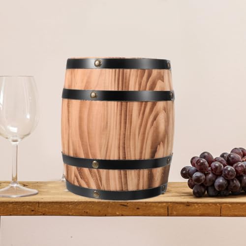 Lurrose Oak Barrel Ornaments Vintage Style Wood Wine Barrel Decor 7.87In Rustic Bar Decoration for Home Kitchen Party and Garden Display by Lurrose - Image 7