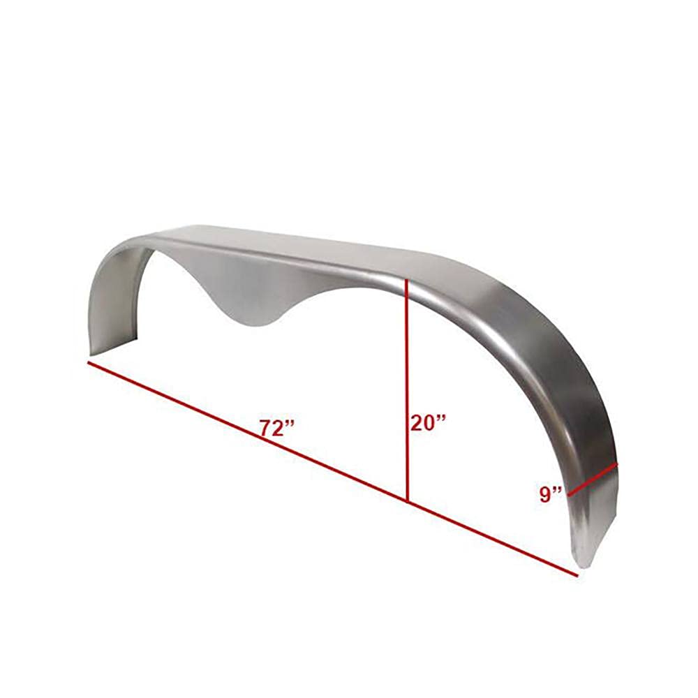 72x9 Smooth Aluminum Tandem-Axle Teardrop Trailer Fender (Aluminum, 1-Pack)