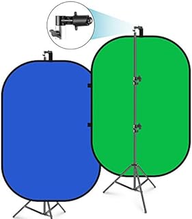 Neewer 5x7ft/1.5x2m Collapsible Chromakey Backdrop with 8.5ft/2.6m Stand, 2-In-1 Reversible Green Screen Blue Green Background Panel for Studio Photography, Live Streaming, Video Calls, Gaming