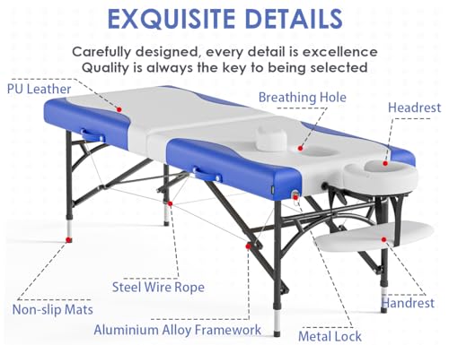 Image of CLORIS 84 inch Professional Massage Table 2 Section Portable Hold Up to 1000LBS
