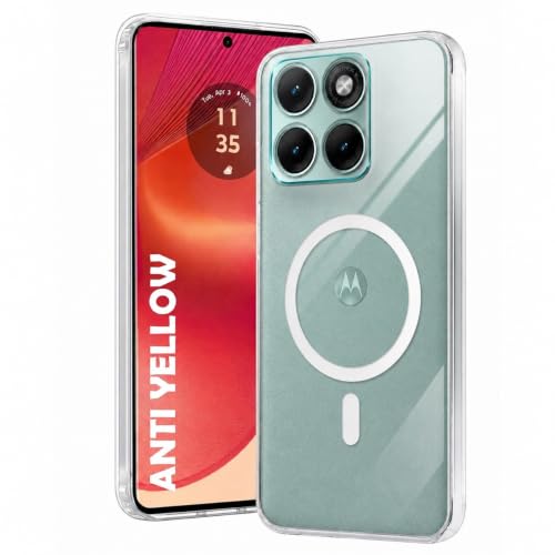 Image of DIZORO Crystal Clear Magnetic Compatible with Motorola Moto Edge 70 Fusion Back Cover case with Anti-Yellow (Compatible with Magsafe) Anti-Scratch | Shockproof Transparent Cover