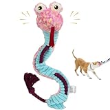 belieonu Crinkle Dog Toys Squeaky Plush No Stuffing Cute Puppy Stuffless Tough Rop Pull Toy, Fun Dog Stuffed Animals Durable Chew Set for Small Medium Large Pup (Large, Snake)