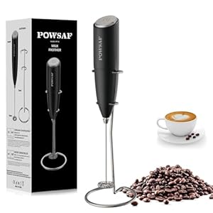 Mousseur à Lait Électrique POWSAF, Fouet Mixeur Mini pour Café, Latte, Cappuccino