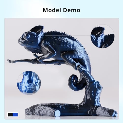 Image of ANYCUBIC Silk Dual Color Pla Filament, 2-in-1 Chrome Coextrusion Color Change 3D Printer Filament 1.75mm Dimensional Accuracy + /- 0.02mm, Silk Texture, 1KG Reusable Spool (2.2 lbs), Black Blue