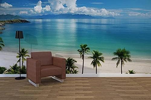Mural papier peint 3D salon moderne beach palm décoration murale tv sofa séjour