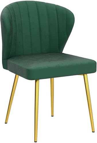 Miniatura 5 de Kiztir Juego de 2 sillas de comedor copetudas, sillas de comedor de terciopelo con patas de metal dorado, modernas sillas de comedor tapizadas para