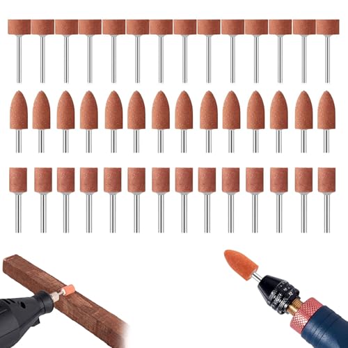 ZXNJA - 42 Stück Korund Schleifspitze Set,Schleifaufsätze für Dremel Rotationswerkzeug,Schleifaufsatz Für Akkuschrauber,Schleifstift,Schleifaufsatz Akkuschrauber,zur Verwendung auf Edelsteinen, Glas, Metall