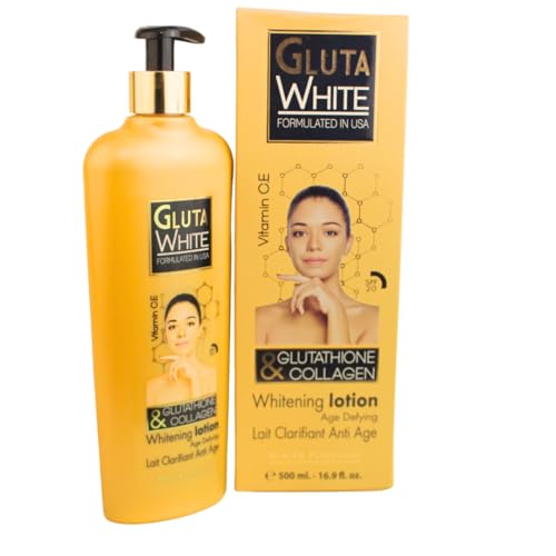 Gluta White Collagen & Glutathione Lotion with Vitamin C & E – Age-Defying Body Moisturizer for Smooth, Even-Toned, Firm Skin – Deep Hydration & Radiant Glow – 500ml