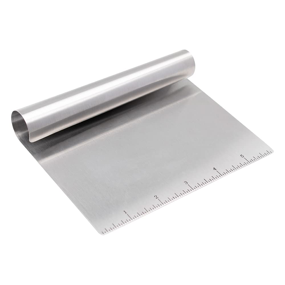 Espátula para Confeitar Mimo Style, Aço Inox, 15 cm x 12 cm, com Régua Medidora, Multiuso para Cortar e Raspar