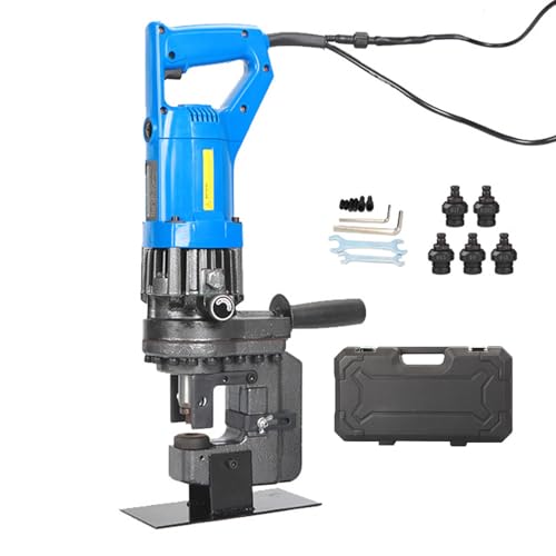 1300W Elektryczny hydrauliczny dziurkacz, 10T Hole Maker do stalowej miedzi żelaznej.Trwałe elektronarzędzie z 5 matrycami.Wydajna maszyna do dziurkowania ze stali kątowej do budowy Warsztaty przemysł