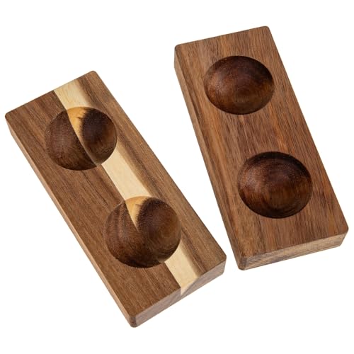 Homoyoyo Huevera de Madera para Refrigerador y Encimera Soporte para Huevos Ranuras Protectoras Paquete de 2 Unidades Color Marrón Organizador Reutilizable para Cocina y Almacenamiento