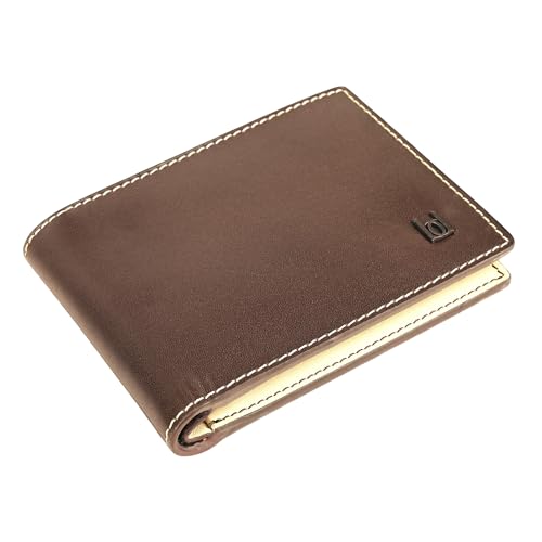 Image of BEIGE & BROWN Full Grain Leather Wallet for Men - Premium Dual Tone Slim Bifold with RFID Blocking, 6-8 Card Slots, Luxury Gift for Men (Umber Brown)