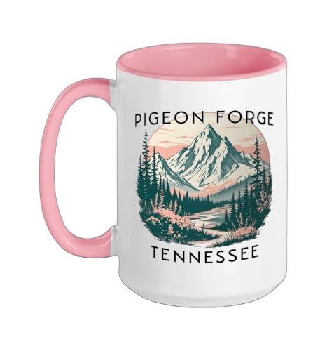 Pigeon Forge Ceramic Mug, Pink/White, 15oz