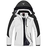 [YSENTO] レディース 防寒 アウター アウトドアジャケット 裏起毛 スタンドカラー フード付き 取り外し可能 防風 防撥水 登山服 スキー キャンプ トレッキング バイク用 防風ジャケット 保温 秋冬用 01白 M