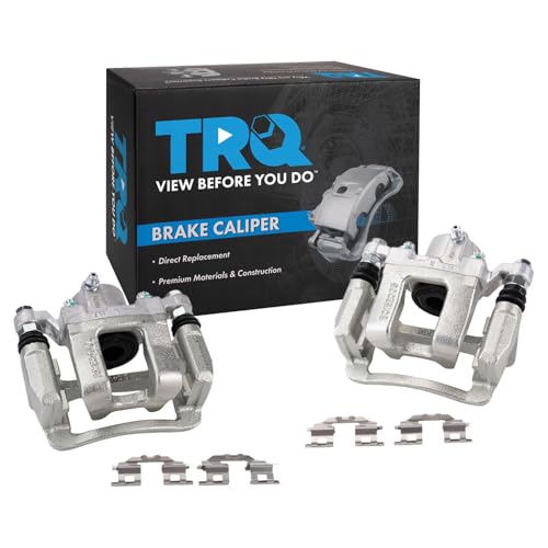Image of TRQ Rear Left and Right Brake Caliper Set Caliper Brackets Compatible with 11-14 Hyundai Sonata 2015 Sonata Hybrid 12-14 Kia Optima 2.4L 2015 Optima EX SX LX 2011 With Manual Parking Brake