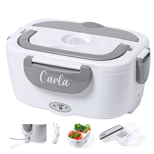 Fiambrera Eléctrica comida trabajo Personalizada con nombre Calentador de comida Portátil Capacidad de 1L Incluye cuchara Libre de BPA Cover