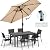 SUNVIVI OUTDOOR 9 Ft Patio Umbrella Outdoor Market Table Umbrella Luxury Aluminum Pole Umbrella with Push Button Tilt and Crank, 6 Ribs, Polyester Canopy