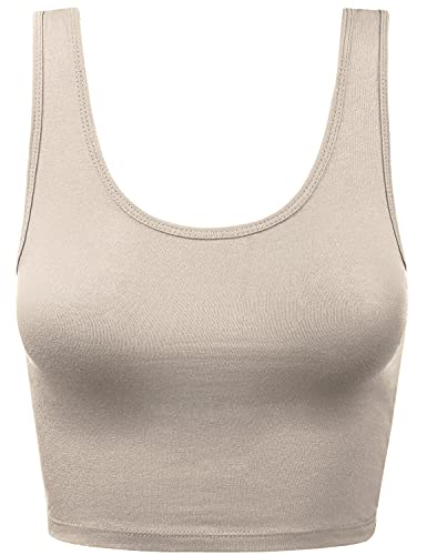 HATOPANTS Women Sleeveless Racerback Crop Tank Top Cami Backless Scoopneck Shirts ASHMO S