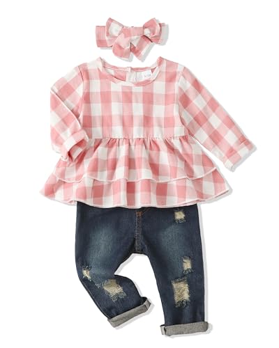 Image of Renotemy Baby Girl Clothes Toddler Girl Clothes Outfits Infant Clothing Jeans Pants Set Cute Clothes Set for Girls