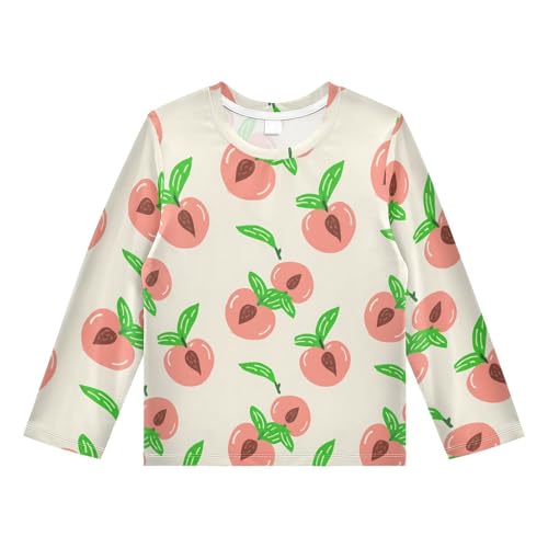 Peach Leaf Beige Boy's Rash Guard Swim Shirt Long Sleeve Sun Shirt for Kids Toddlers UPF50+