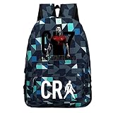 DENATOP Cristiano Ronaldo Bookbag-Water Resistant Canvas Travel Backpack Large Graphic Daypack for Football Fans
