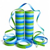 Neu 2019: 36 Luftschlangen * BLAU - HELLBLAU - GRÜN * als Deko für It's-a-Boy-Party und den Jungen Kindergeburtstag | 2 Rollen mit je 18 Schlangen in 3 Blautönen | Tischdeko 1. Baby
