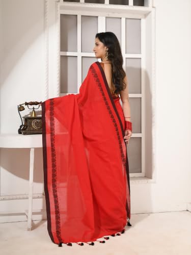 Image of dB DESH BIDESH Women`s cotton saree for woman handloom cotton georgette silk party, wear latest, loveria new, collection farewell soft mulmul linen cotton sarees for women with unstitched blouse