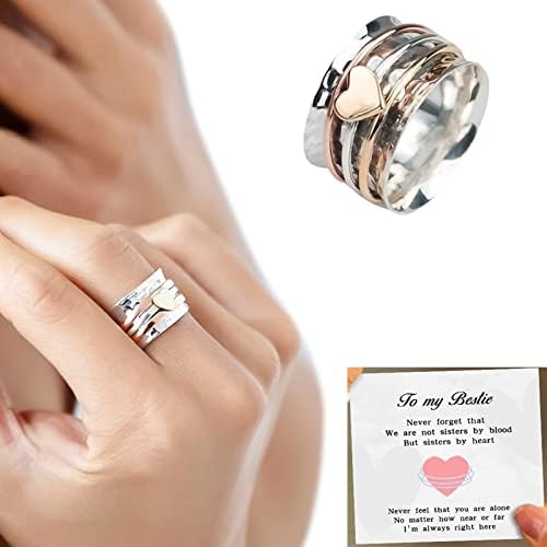 Fashion Heart Rings Rotating Anxiety Relief Ring Heart Design Spinners Rings Love Ring Birthday Gifts for Women (7) 2 Fashion Heart Rings Rotating Anxiety Relief Ring Heart Design Spinners Rings Love Ring Birthday Gifts for Women (7)