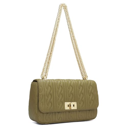 Image of Da Milano Women's Leather Shoulder Bag - Olive