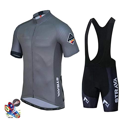 T-JMGP Maillot De Cyclisme Maillot De Manches Longues Ou Set ,Maillot De Cyclisme À Manches Courtes pour Homme, Pantalon Haut Respirant À Séchage Rapide, Chemise De Cyclisme-Gris_M Cover