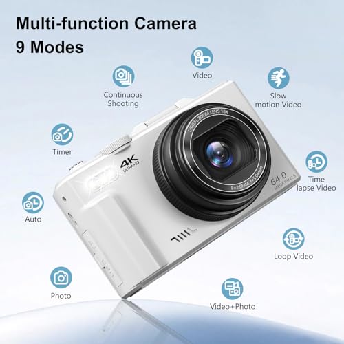 Image of VJIANGER 4K Digital Camera, Vlogging Camera with 180 Flip Screen
