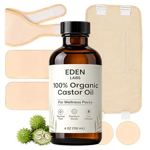 Eden Labs Castor Oil Pack Reusable Castor Oil Wrap with 116ml Comfortable Waist Pack for Daily Wellness Routine Supports Relaxation & Digestive Comfort Adjustable & Easy to Use