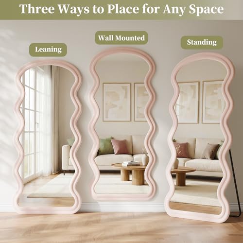 Image of Koonmi 71 inchx32 inch Wavy Mirror Full Length, Flannel Full Body Mirror