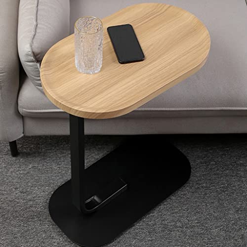 Mesa auxiliar ovalada para salon dormitorio y escritorio madera 3