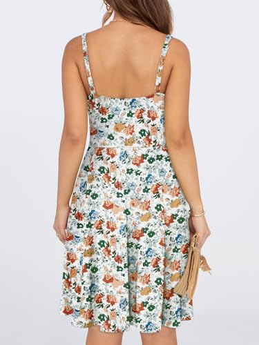 Image of YATHON Summer Mini Corset Sun Dress for Women Short Casual Square Neck Lace Up Floral Beach Vacation Dresses with Pockets