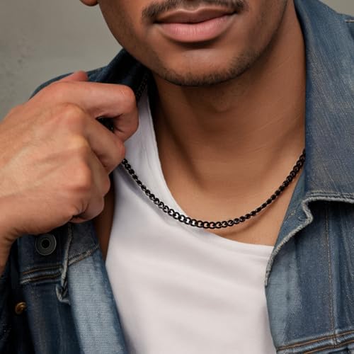 Zocomi 3 PCS Chain Necklace for Men Women, Stainless Steel Cuban Link/Figaro/Herringbone Chains Set Jewelry Gifts, 16/18/20/22/24 Inches2