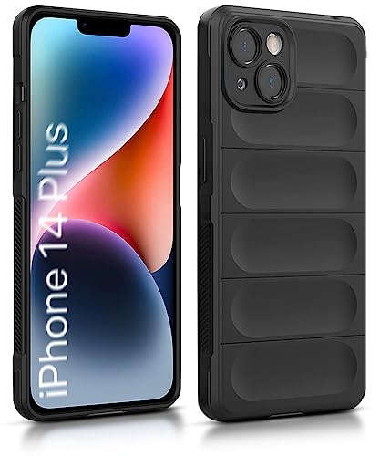 Image of WOW IMAGINE Ultimate Silicon Back Cover Case for Apple iPhone 14 Plus | Military Grade Drop Protection Shockproof Bumper | Anti-Slip Grip | Scratch Proof Micro-Fibre Cloth Inside (Pitch Black)
