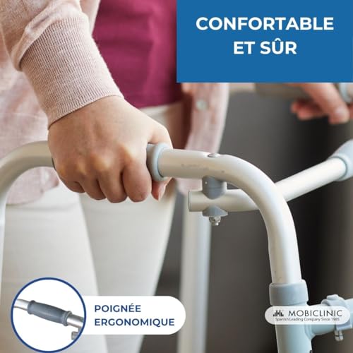 Mobiclinic®, Déambulateur Pliable, Hauteur réglable, Columna, Cadre de Marche, Léger, Poignées Ergonomiques, sans Roues, Pieds Antidérapants, Aluminium – vue 8