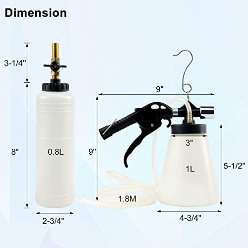 JoyFans 1L Capacity Pneumatic Brake Fluid Bleeder Extractor Tool Vacuum Brake Bleeder Kit with 90-120 PSI Master Cylinder Adapters Fluid Refill Bottle for Fluid Change on Motorcycle Car by JoyFans - Used condition - Image 8