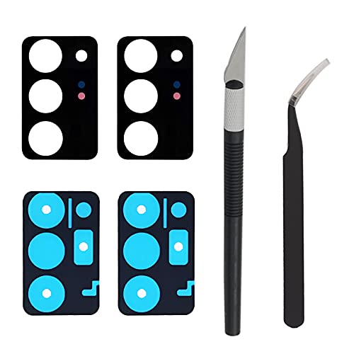 Cemobile Juego de 2 Lentes de Repuesto para cámara Trasera Samsung Galaxy Note 20 Ultra N985/5G N986 6.9 Pulgadas con Adhesivo, Pinzas, Kit de Herramientas de reparación de Cuchillos (Negro místico)