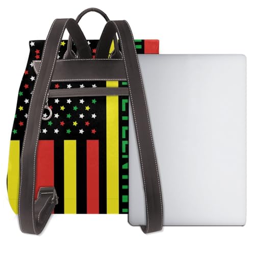 Juneteenth African American Flag Microfiber PU Leather Backpack Lightweight Daypack Bag for Travel Business Commute Gym3
