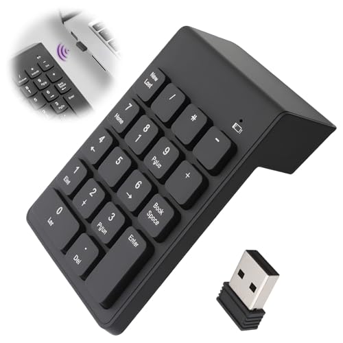 Aivane Wireless Numeric Keypad, 2.4G Mini 18 Keys Portable Numpad Ergonomic Number Pad with USB Receiver for Laptop Tablet Notebook Desktop PC Compatible with Windows 7/8/10/11/Vista/XP Linux