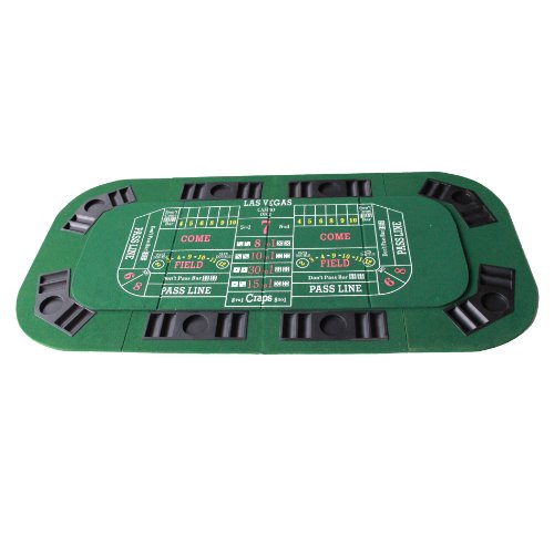 IDS 3 in 1 Folding Casino Texas Hold\'em Table Top Green (Poker/Blackjack/Craps) with Carrying Bag